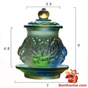 Kích thước chi tiết: cao 9cm, đường kính thân 7cm, nắp 3.5cm