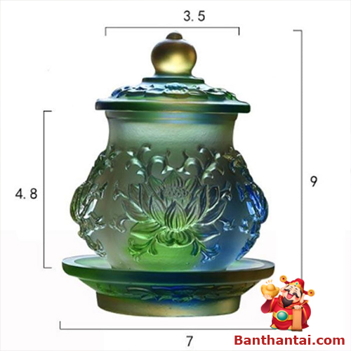 Kích thước chi tiết: cao 9cm, đường kính thân 7cm, nắp 3.5cm