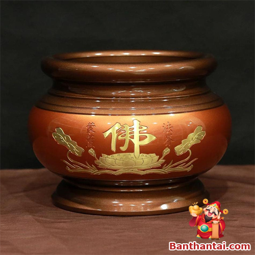 Bát hương Thần Tài hoa sen chữ Phật bhtt-022