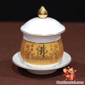 Chén thờ Thần Tài tâm kinh vàng cttt-018