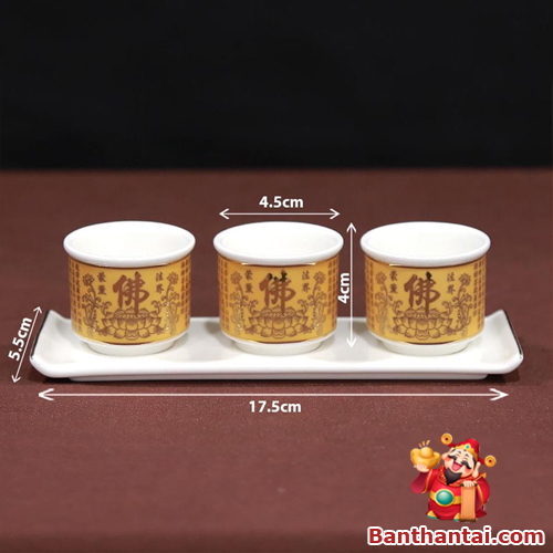 Kích thước bộ 3 chén, thiết kế gọn đẹp