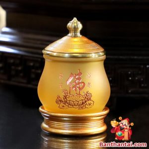 Chén thờ Thần Tài lưu ly chữ Phật cttt-035