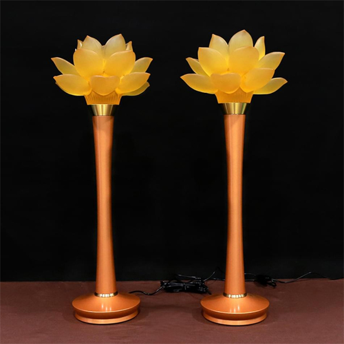 Hình ảnh đôi đèn thờ Thần Tài cánh sen Quan Âm dttt-001
