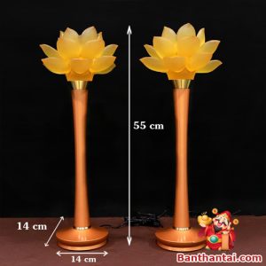 Đôi đèn cao 55cm, đường kính chân đế 14cm