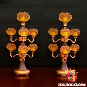 Đôi đèn thờ Thần Tài thân nâu cổ dttt-004