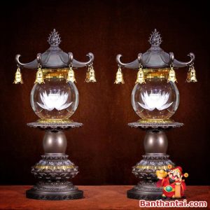 Đôi đèn thờ Thần Tài liên hoa cổ tự dttt-013