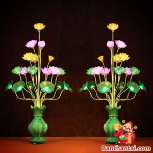 Đôi đèn thờ Thần Tài bình ngọc 19 bông dttt-015