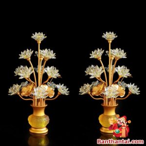 Đèn thờ Thần Tài hoa sen pha lê dttt-023