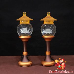 Đôi đèn thờ Thần Tài hoa sen nắp ô dttt-030