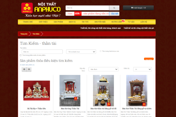 Mẫu ban thờ Thần Tài tại ANPHUCO