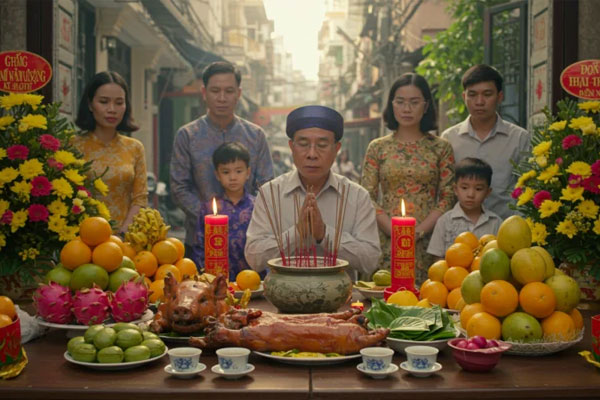 Mâm ngũ quả thường sử dụng trong các dịp khai trương, nhập trạch hoặc dịp lễ lớn theo phong tục