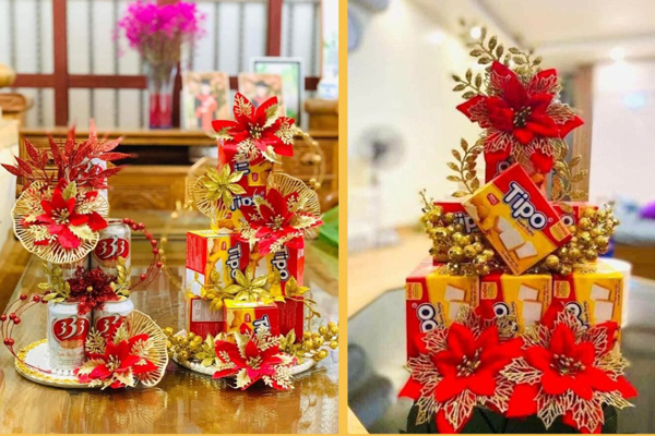 Cách bày bánh kẹo, bia, nước ngọt... đẹp Cách bày bánh kẹo, bia, nước ngọt... đẹp