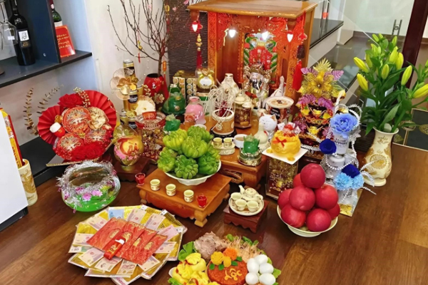 Trang trí bàn thờ Ông Địa ngày tết đẹp