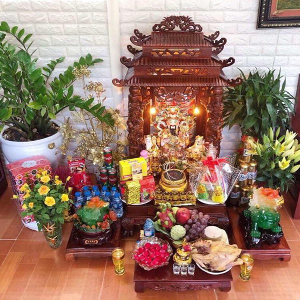 Trang trí bàn thờ Ông Địa ngày tết đẹp