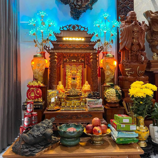 Trang trí bàn thờ Ông Địa ngày tết đẹp