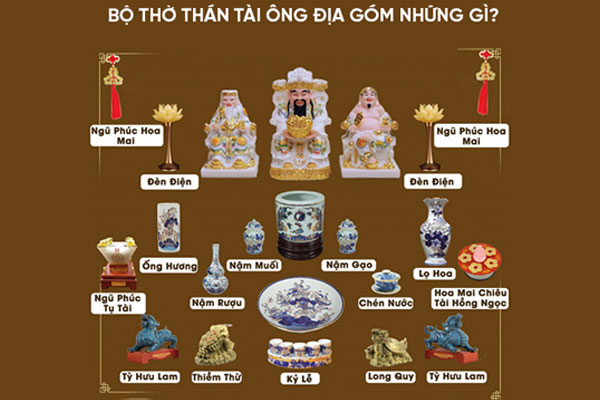 Vật phẩm thờ cúng Thần Tài cần có và cách bày trí Vật phẩm thờ cúng Thần Tài cần có và cách bày trí