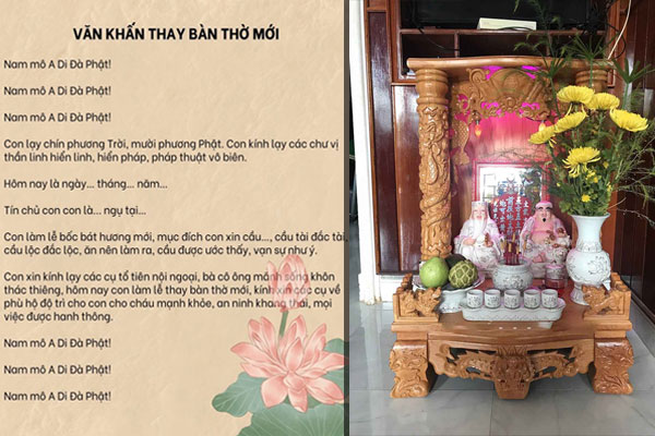 Văn khấn thay bàn thờ Thần Tài mới thường sử dụng trước khi tiến hành thay mới bàn thờ cũ